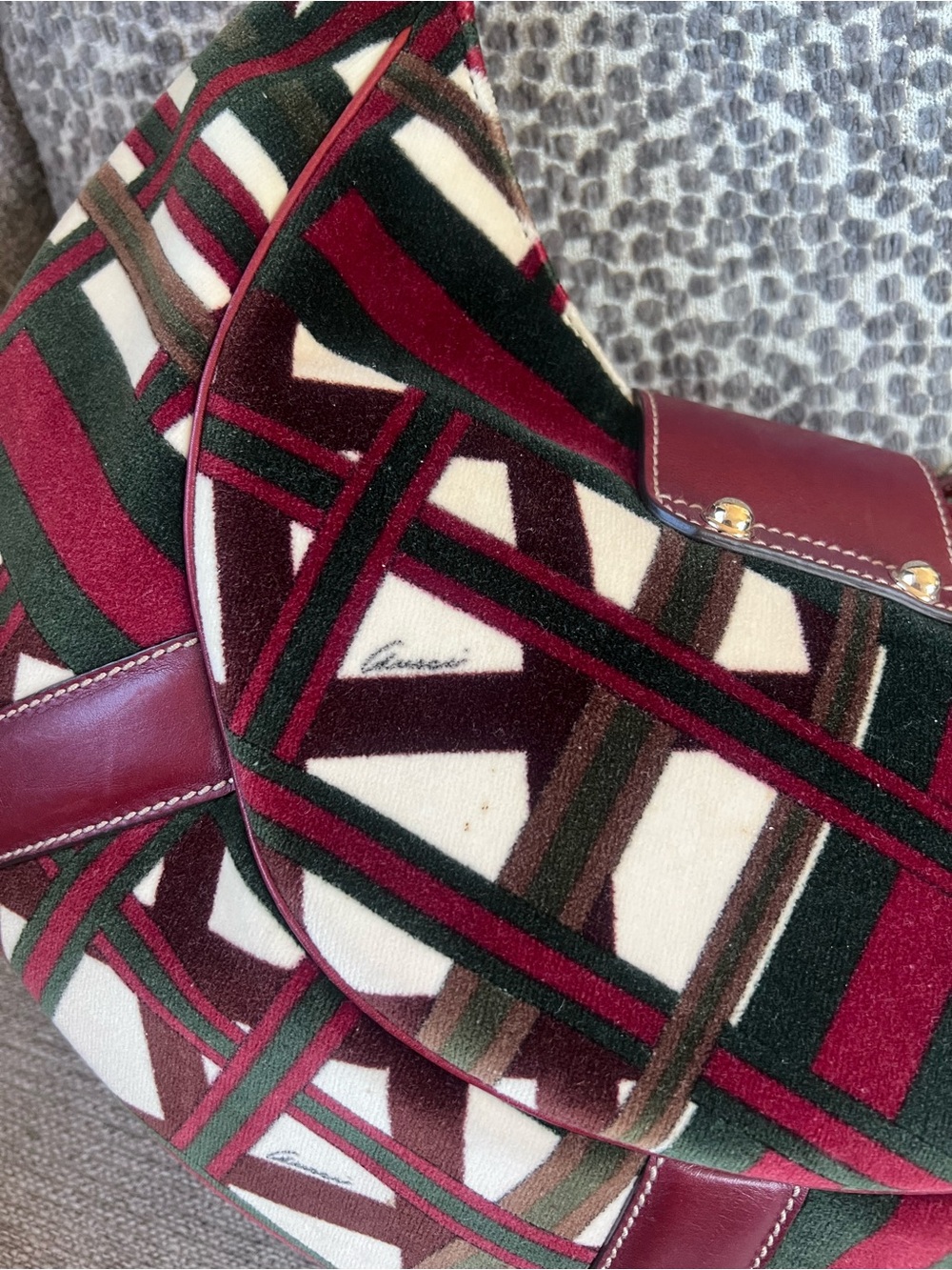 Gucci Limited Edition 85th Anniversary Horsebit Burgundy Green Shoulder Hobo Bag - Picture 9 of 12